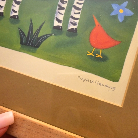 Framed Pair Art prints,11"x 12 3/4", natural 3/4"wood frame matted in soft green - Picture 5 of 5